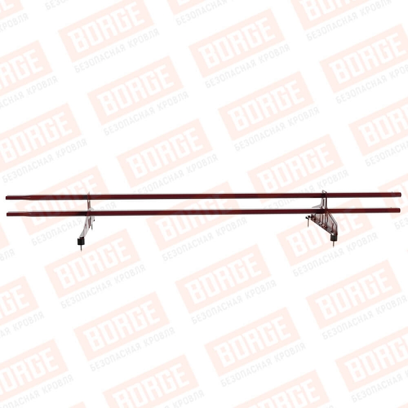 Снегозадержатель трубчатый Русский Рубеж 20х40мм, 1,5м, 2 опоры, красное вино (RAL 3005)