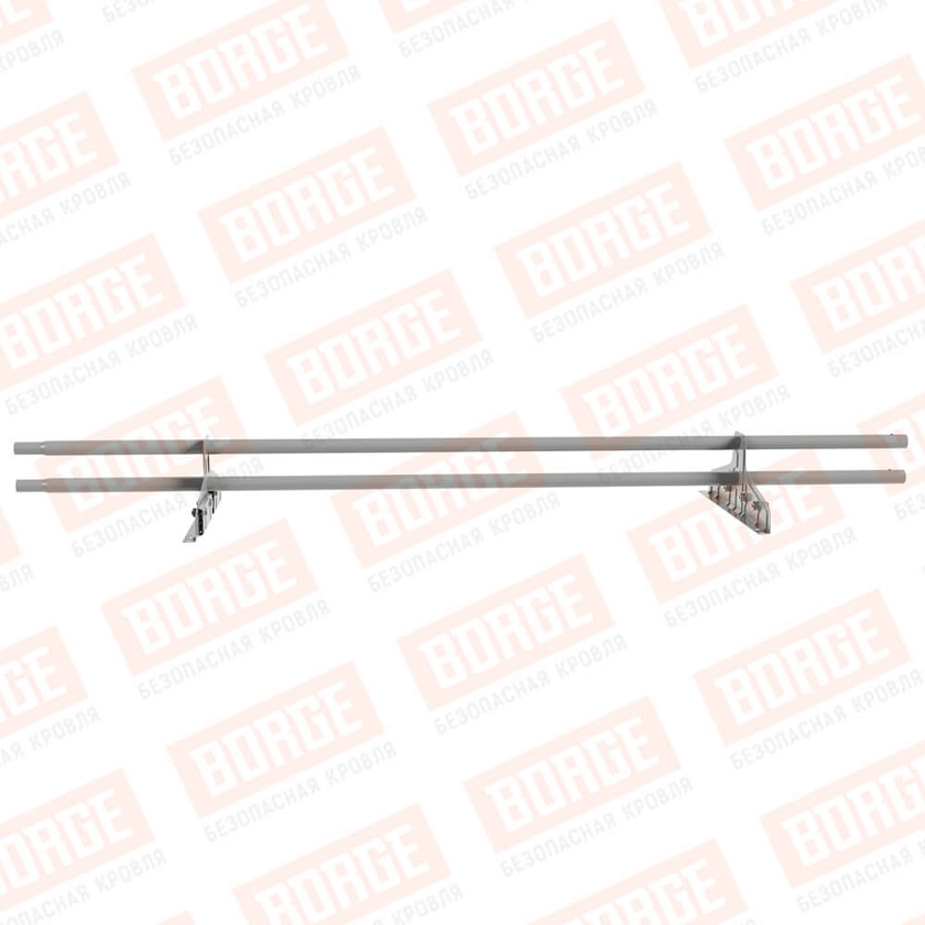 Снегозадержатель трубчатый Русский Рубеж D-25мм, 1,5м, 2 опоры, для фальц. кров., бело-алюминиевый (RAL 9006)