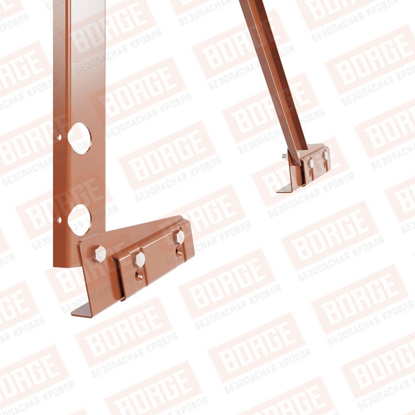 Ограждение кровельное Русский Рубеж H-90см, 3м, для фальцевой кровли, терракотовый (RAL 8004)