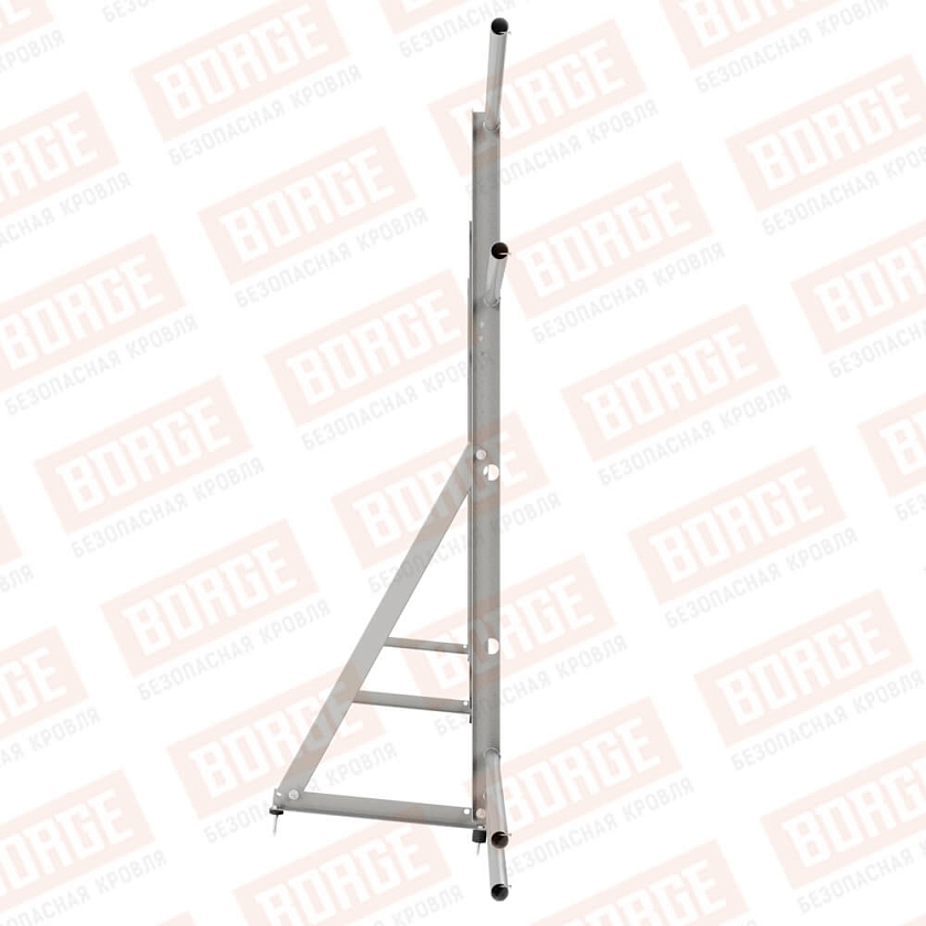 Ограждение кровельное Русский Рубеж H-120см, 3м, бело-алюминиевый (RAL 9006), с двумя доп. трубами