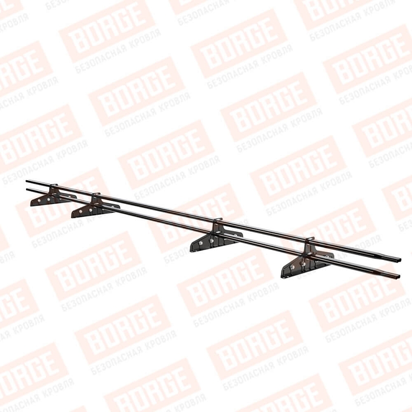 Снегозадержатель трубчатый Русский Рубеж 20х40мм, 3м, 4 опоры, для фальц. кровли, чёрный (RAL 9005)