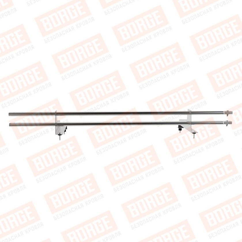 Снегозадержатель трубчатый BORGE 1,5м, 2 опоры, для МЧ с выс. ступ., цинк, 350мм