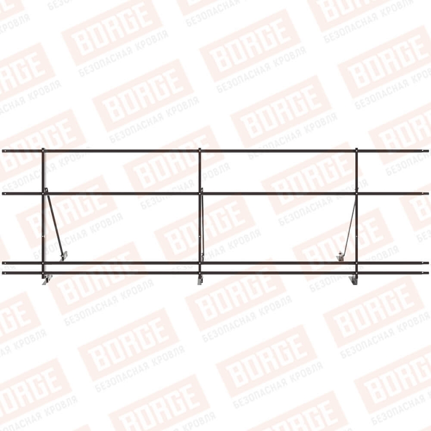 Ограждение декоративное NewLine H-90см, 3м, для фальц. кров., серо-коричневый (RAL 8019), с двумя доп. трубами