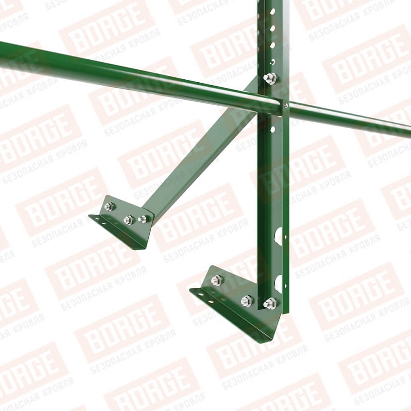 Ограждение кровельное Русский Рубеж H-60см, 3м, для фальцевой кровли, лиственно-зеленый (RAL 6002)