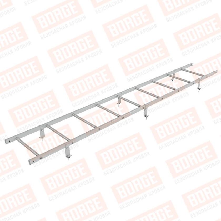 Комплект лестница кровельная BORGE 2,7м, бело-алюминиевый (RAL 9006)