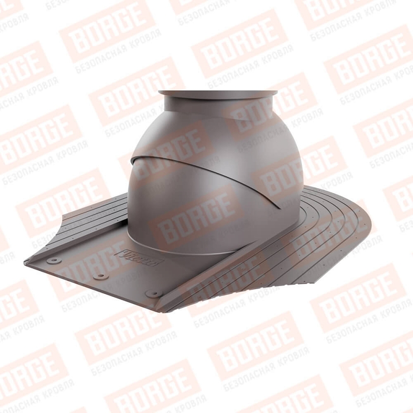 Выход вентиляции канализации Viotto, для мягкой кровли при монтаже, серо-коричневый (RAL 8019)