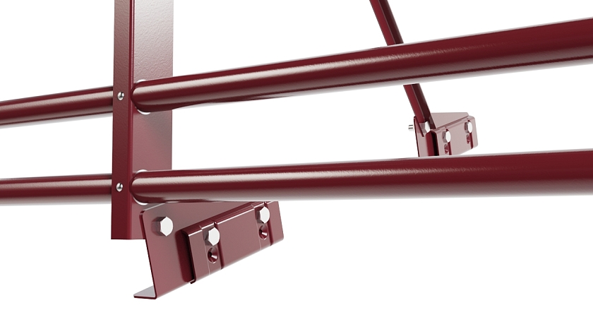 Ограждение кровельное NewLine H-90см, 3м, для фальц. кров., красное вино (RAL 3005), с двумя доп. трубами