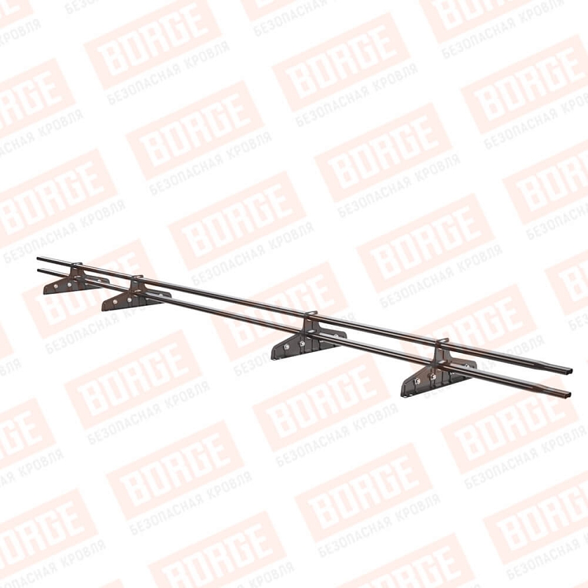 Снегозадержатель трубчатый Русский Рубеж 20х40мм, 3м, 4 опоры, для фальц. кровли, серо-коричневый (RR 32)