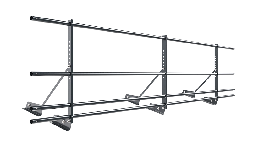 Ограждение кровельное NewLine H-60см, 3м, для фальц. кров., антрацитово-серый (RAL 7016), с двумя доп. трубами