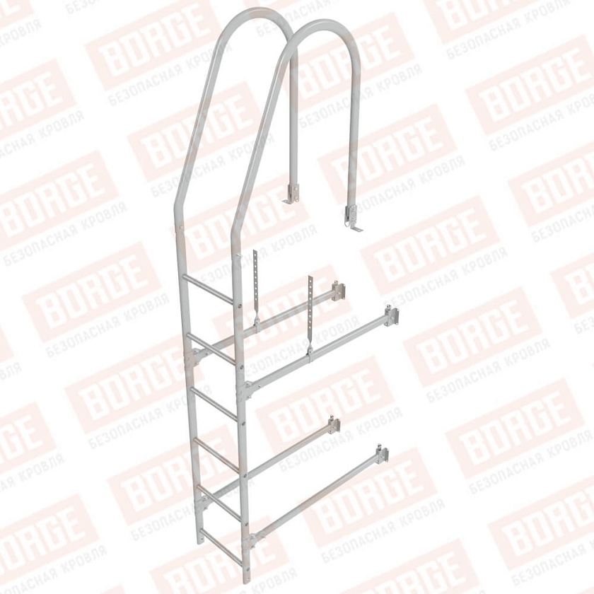 Комплект лестница фасадная BORGE (верхняя секция), 1,8м, бело-алюминиевый (RAL 9006)