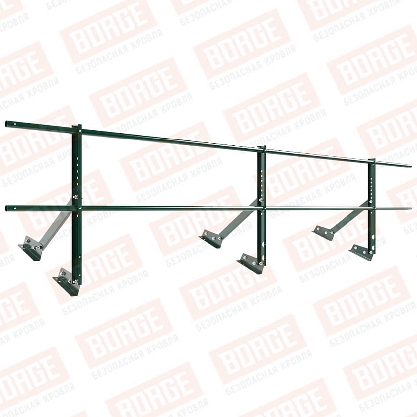 Ограждение кровельное Русский Рубеж H-60см, 3м, для фальцевой кровли, зеленый мох (RAL 6005)