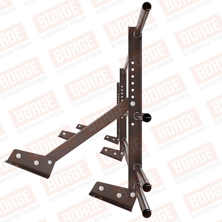 Ограждение кровельное Русский Рубеж H-60см, 3м, для фальцевой кровли, коричневый шоколад (RAL 8017), с двумя доп. трубами