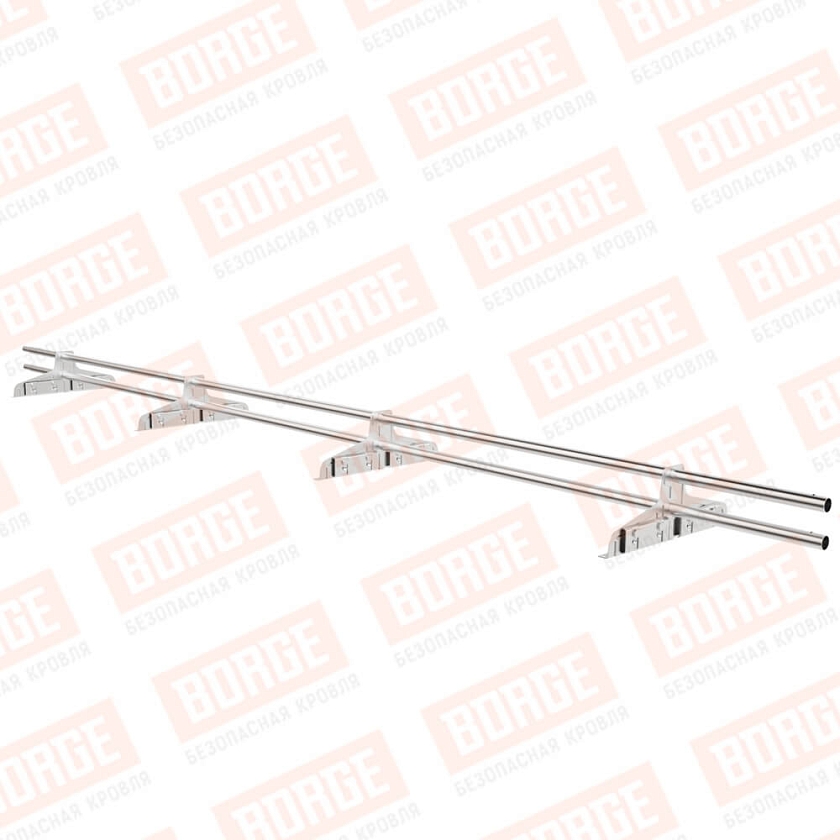 Снегозадержатель трубчатый Русский Рубеж D-25мм, 3м, 4 опоры, для фальц. кровли, цинк