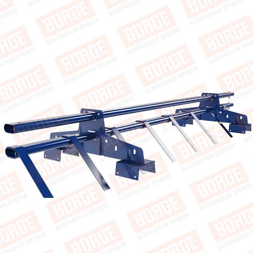 Снегозадержатель трубчатый BORGE 1,5м, 2 опоры, для профнастила Н-114, сигнально-синий (RAL 5005)