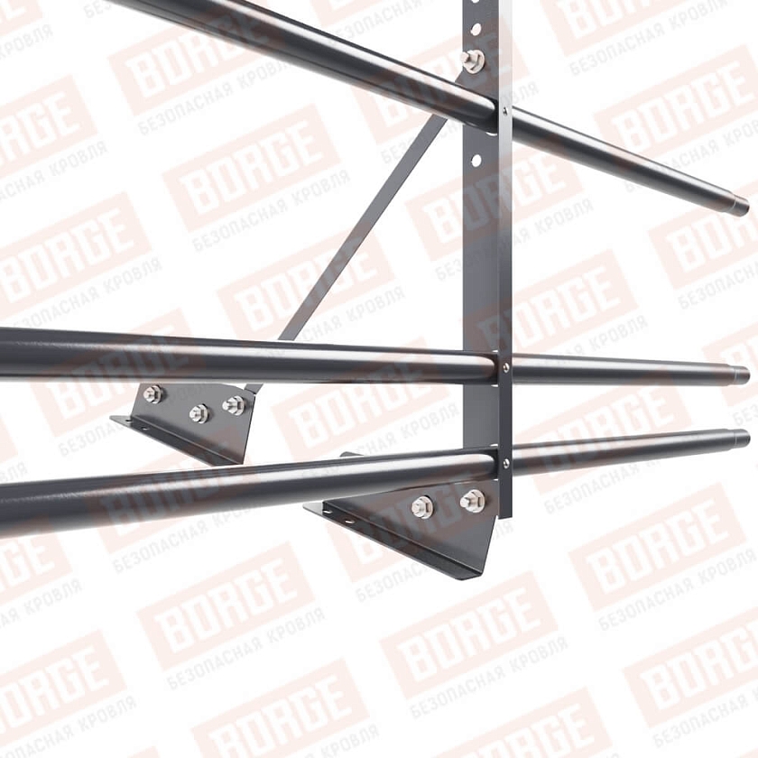 Ограждение декоративное NewLine H-60см, 3м, для фальц. кров., серый графит (RAL 7024), с двумя доп. трубами