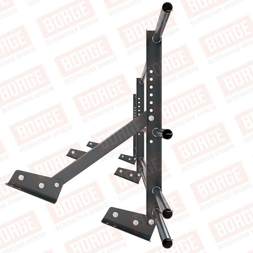 Ограждение кровельное Русский Рубеж H-60см, 3м, для фальцевой кровли, антрацитово-серый (RAL 7016), с двумя доп. трубами