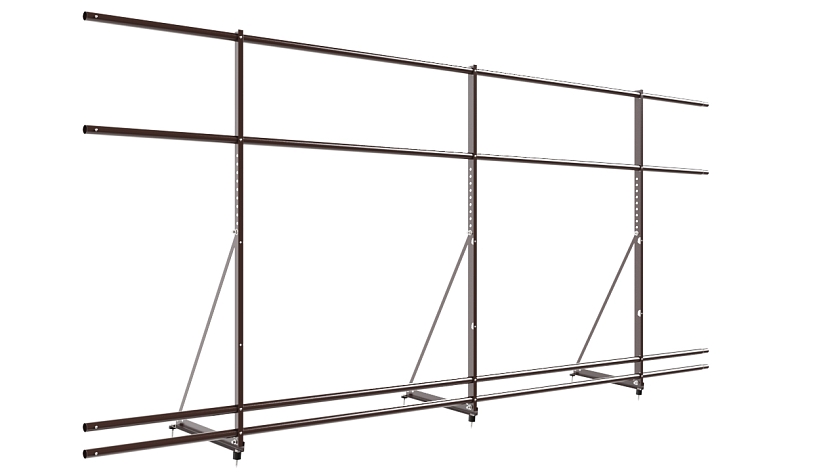 Ограждение кровельное NewLine H-120см, 3м, коричневый шоколад (RAL 8017), с двумя доп. трубами