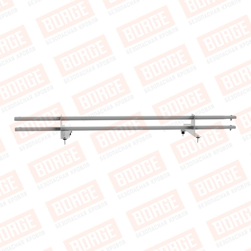 Снегозадержатель трубчатый Русский Рубеж 1,5м, 2 опоры, для МЧ с выс. ступ., сигнально-серый (RAL 7004), 400мм