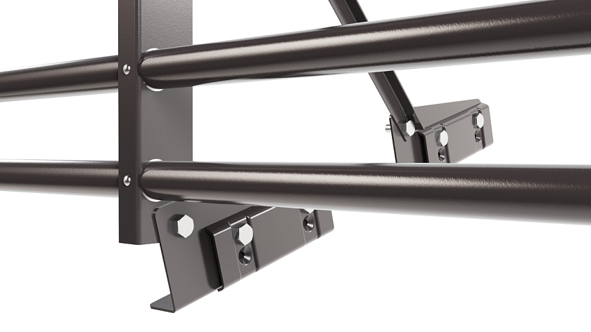 Ограждение кровельное NewLine H-60см, 3м, для фальц. кров., серо-коричневый (RAL 8019), с двумя доп. трубами