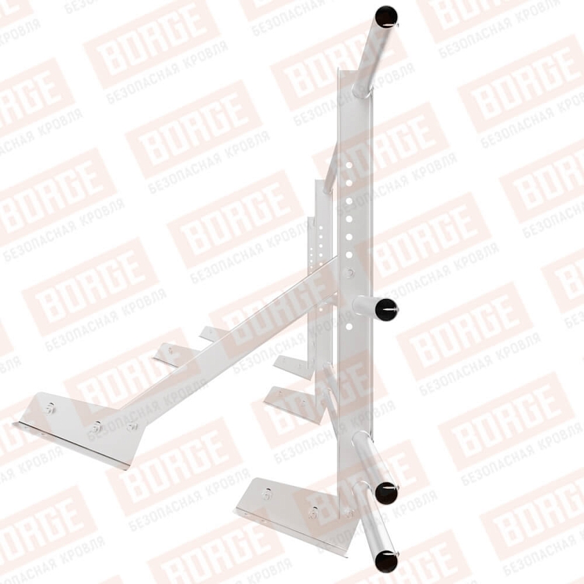 Ограждение кровельное Русский Рубеж H-60см, 3м, для фальцевой кровли, цинк, с дв. доп. труб.