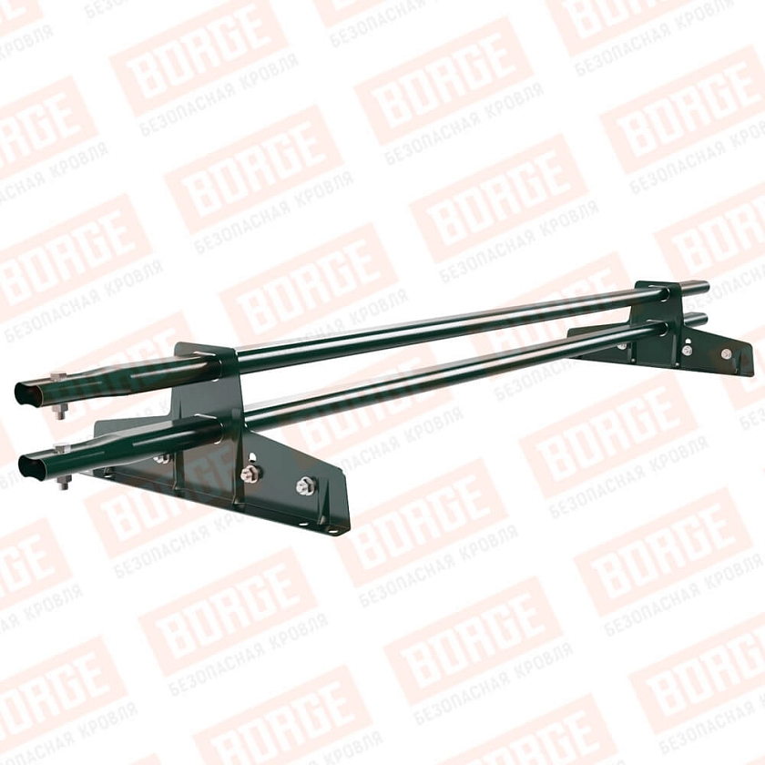 Снегозадержатель трубчатый Русский Рубеж 25х45мм, 1,5м, 2 опоры, для фальц. кров., зеленый мох (RAL 6005)