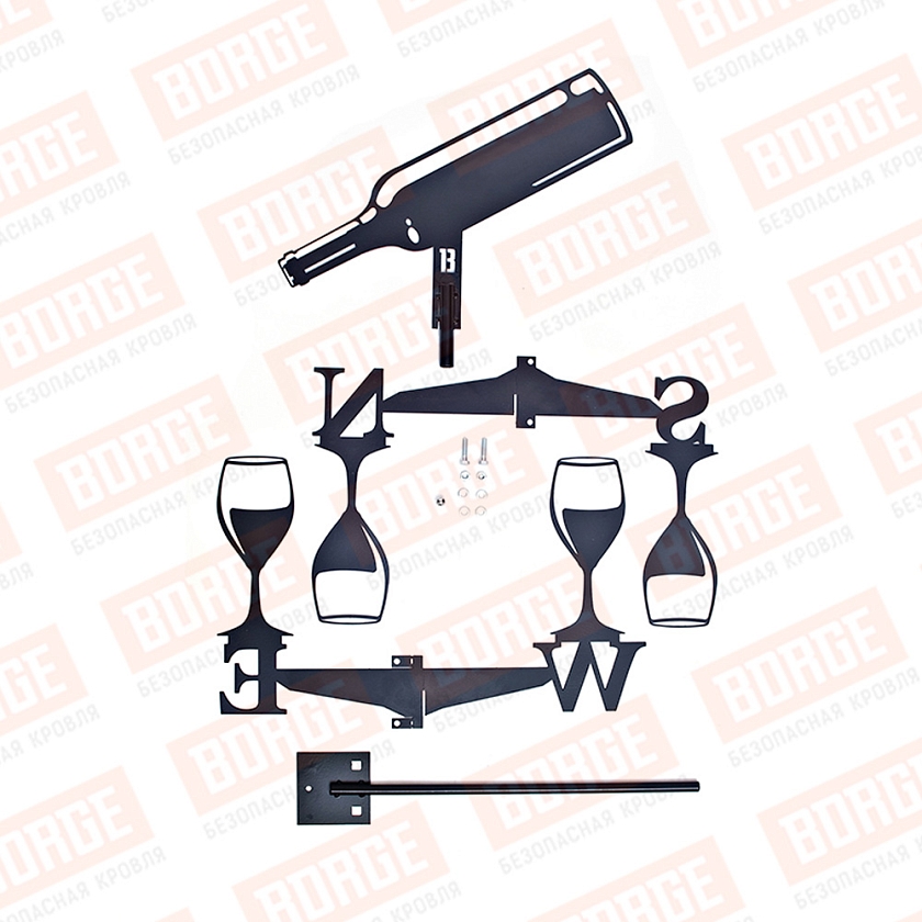 Флюгер BORGE Бутылка, 450х580мм, чёрный (RAL 9005 matt)