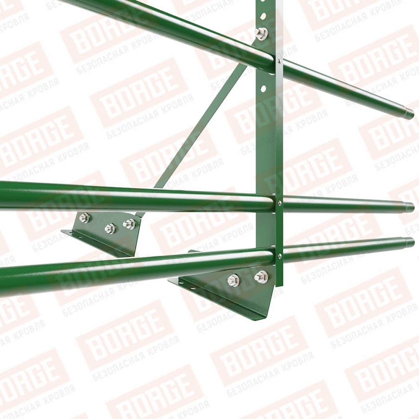 Ограждение декоративное NewLine H-60см, 3м, для фальц. кров., лиственно-зеленый (RAL 6002), с двумя доп. трубами