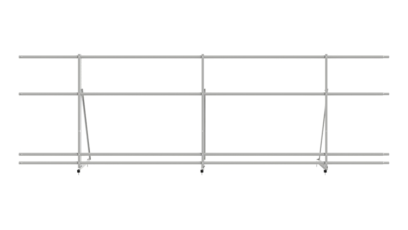 Ограждение кровельное NewLine H-90см, 3м, бело-алюминиевый (RAL 9006), с двумя доп. трубами