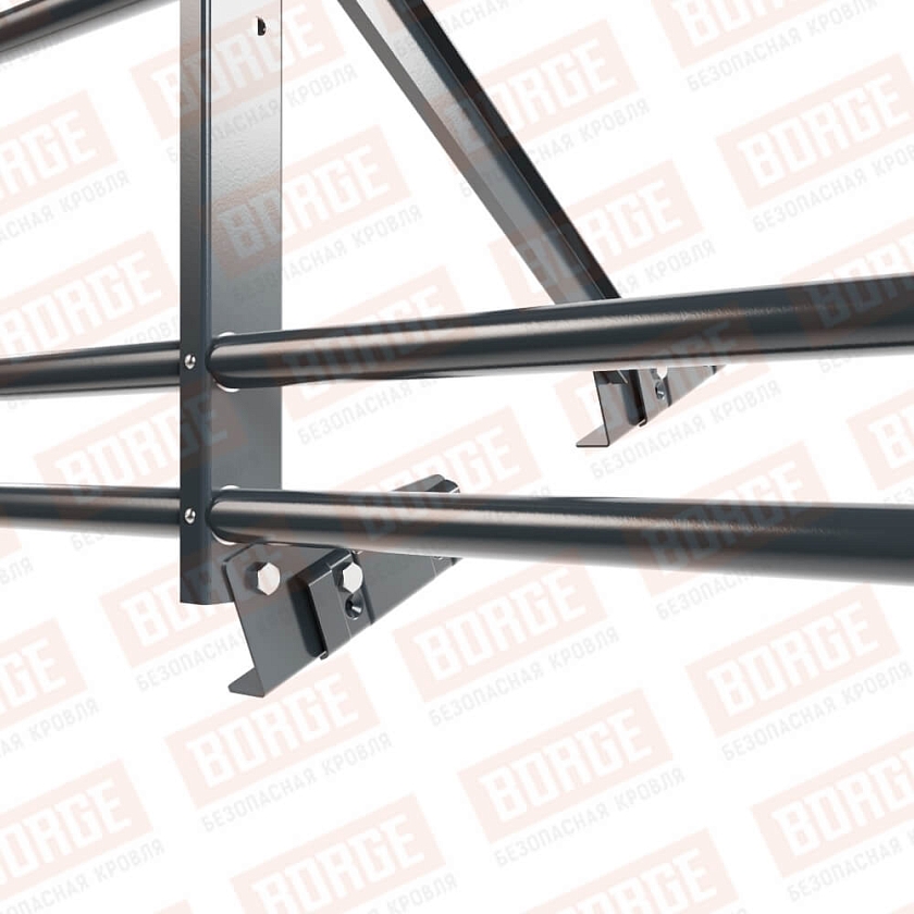 Ограждение кровельное Русский Рубеж H-60см, 3м, для фальцевой кровли, антрацитово-серый (RAL 7016), с двумя доп. трубами