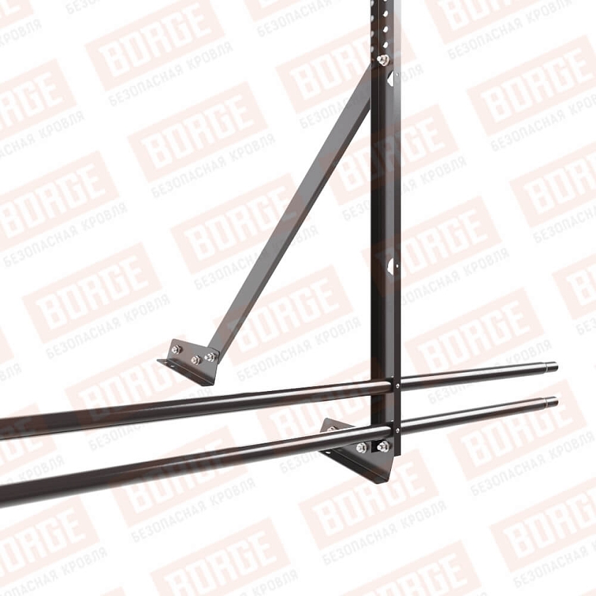 Ограждение кровельное Русский Рубеж H-120см, 3м, для фальцевой кровли, окрашенный (NL-805), с двумя доп. трубами