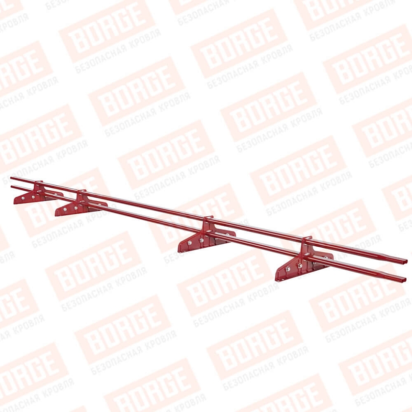 Снегозадержатель трубчатый Русский Рубеж 20х40мм, 3м, 4 опоры, для фальц. кровли, рубиново-красный (RAL 3003)
