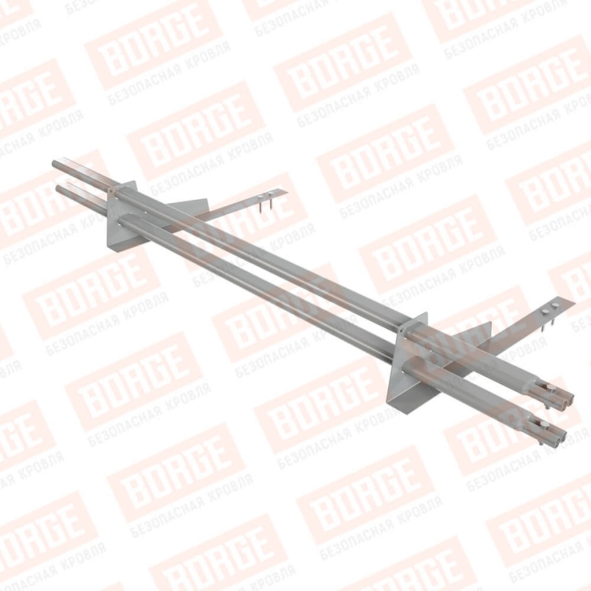 Снегозадержатель трубчатый BORGE 1,5м, 2 опоры, для гибкой черепицы,  бело-алюминиевый (RAL 9006)