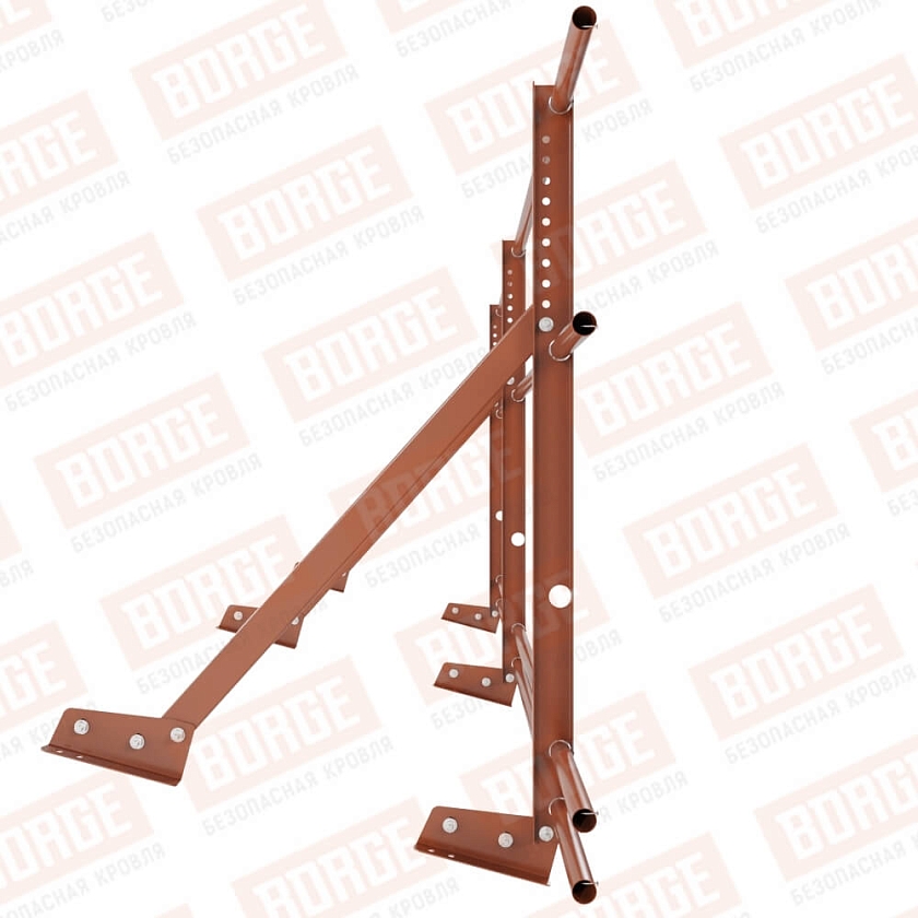Ограждение кровельное Русский Рубеж H-90см, 3м, для фальцевой кровли, терракотовый (RAL 8004), с двумя доп. трубами
