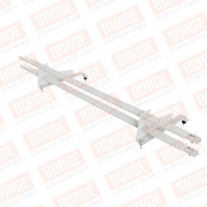 Снегозадержатель трубчатый BORGE 1,5м, 2 опоры, для МЧ с выс. ступ., сигнально-белый (RAL 9003), 400мм