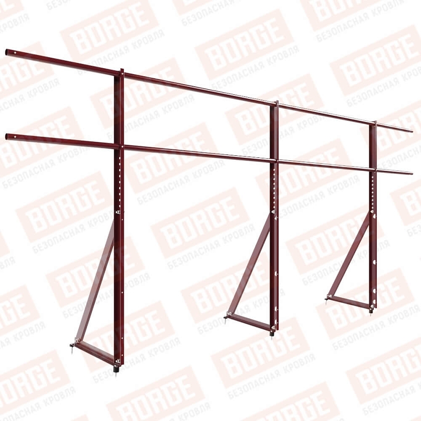 Ограждение кровельное Русский Рубеж H-120см, 3м, красное вино (RAL 3005)