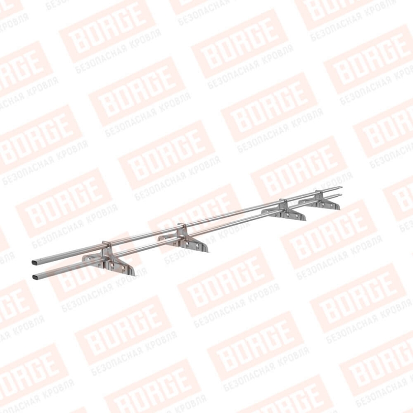 Снегозадержатель трубчатый Русский Рубеж 20х40мм, 3м, 4 опоры, для фальц. кровли, сигнально-серый (RAL 7004)