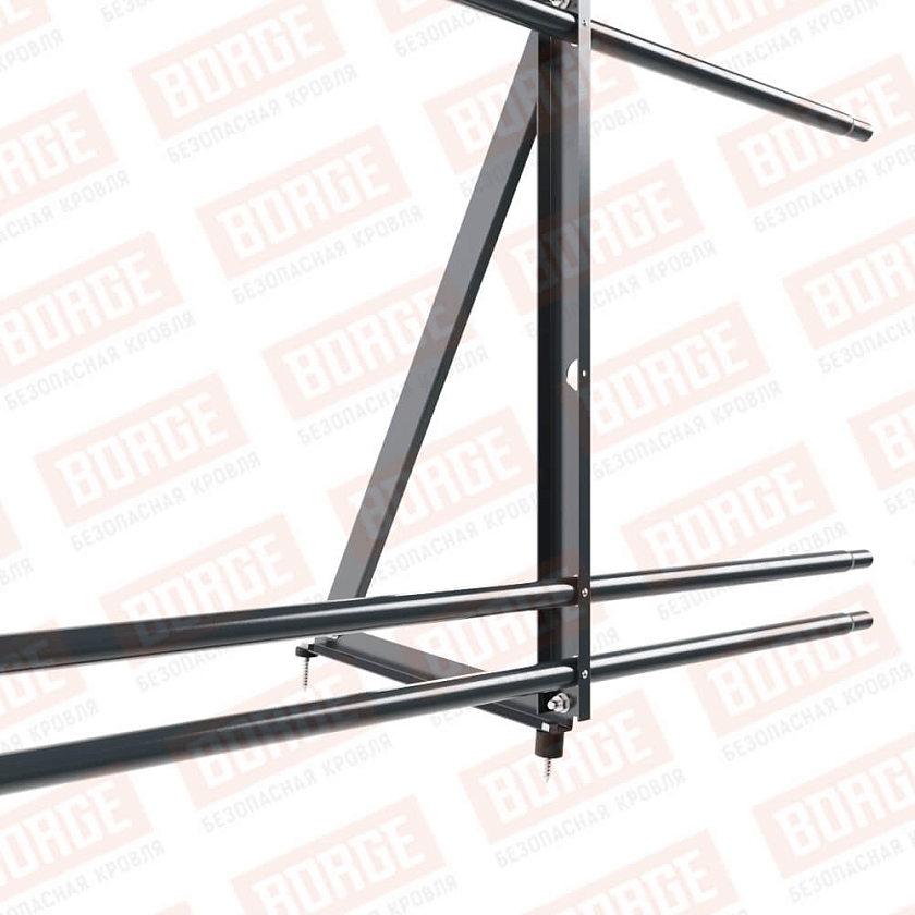 Ограждение кровельное Русский Рубеж H-90см, 3м, антрацитово-серый (RAL 7016), с двумя доп. трубами