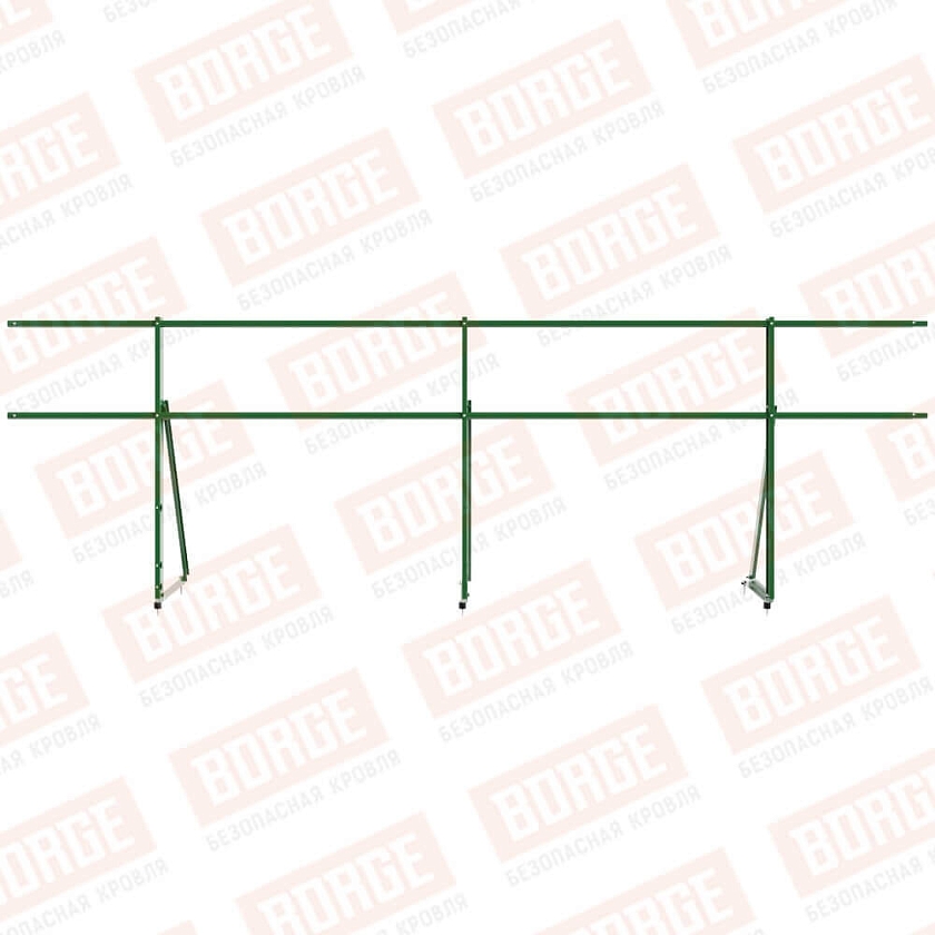 Ограждение кровельное Русский Рубеж H-90см, 3м, лиственно-зеленый (RAL 6002)