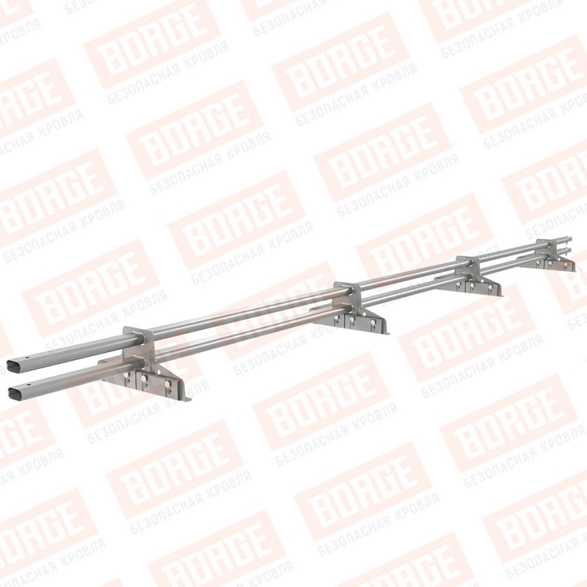 Снегозадержатель трубчатый BORGE 3м, 4 опоры, для фальцевой кровли, бело-алюминиевый (RAL 9006)