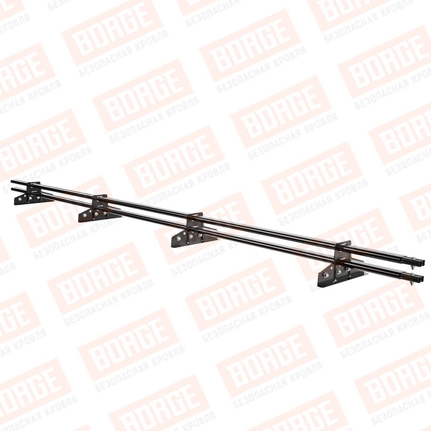 Снегозадержатель трубчатый BORGE 3м, 4 опоры, для фальцевой кровли, чёрный (RAL 9005)