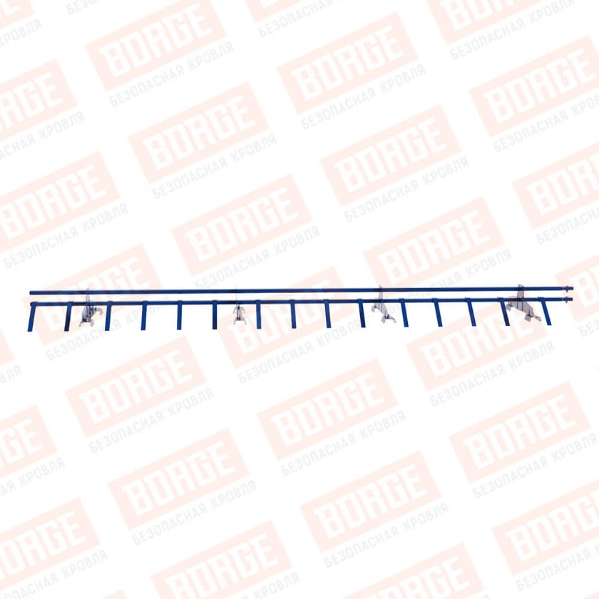 Снегозадержатель трубчатый BORGE 3м, 4 опоры, для профнастила Н-60, Н-75, сигнально-синий (RAL 5005)