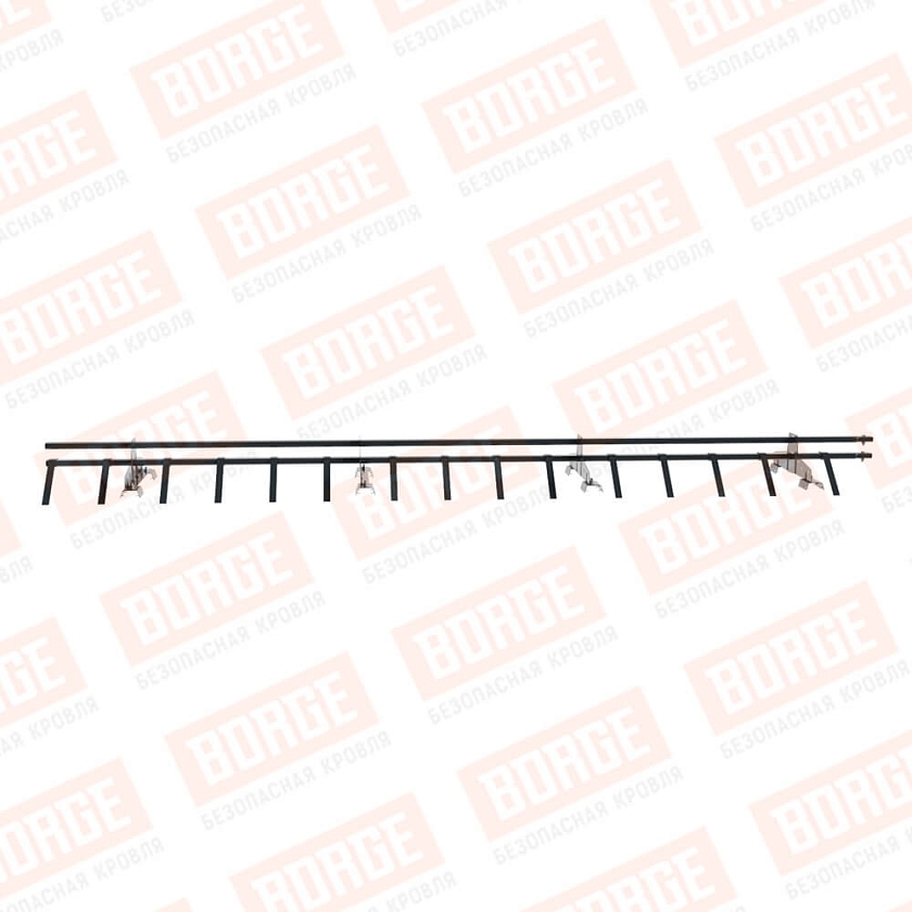 Снегозадержатель трубчатый BORGE 3м, 4 опоры, для профнастила Н-60, Н-75, антрацитово-серый (RAL 7016)