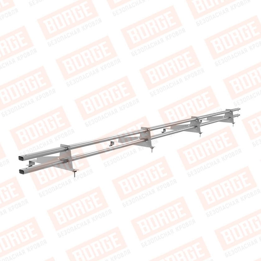 Снегозадержатель трубчатый BORGE 3м, 4 опоры, для МЧ с выс. ступ., сигнально-серый (RAL 7004), 400мм