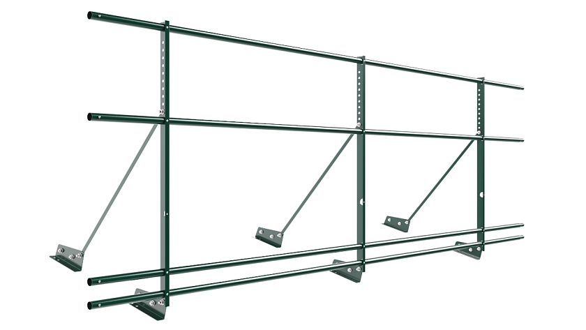 Ограждение кровельное NewLine H-90см, 3м, для фальц. кров., зеленый мох (RAL 6005), с двумя доп. трубами