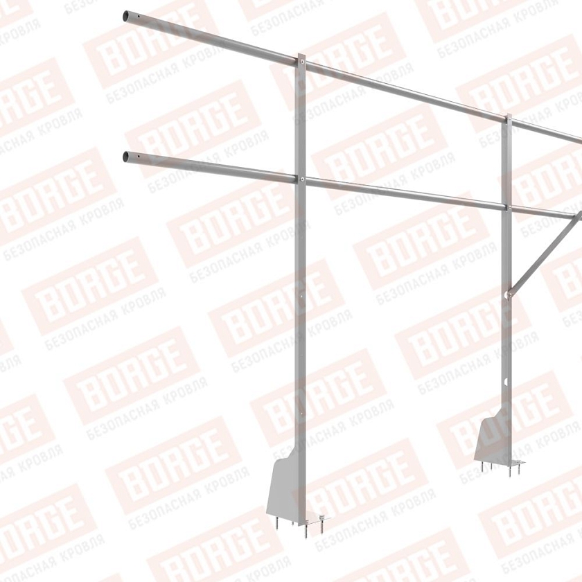 Ограждение плоских кровель Русский Рубеж Н-120, 3м, верхнее крепление, сигнально-серый (RAL 7004)