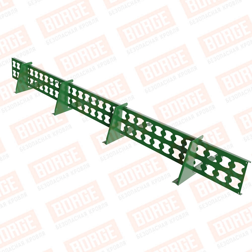 Снегозадержатель решетчатый BORGE 2,5м, 4 опоры, для черепичной кровли, лиственно-зеленый (RAL 6002)