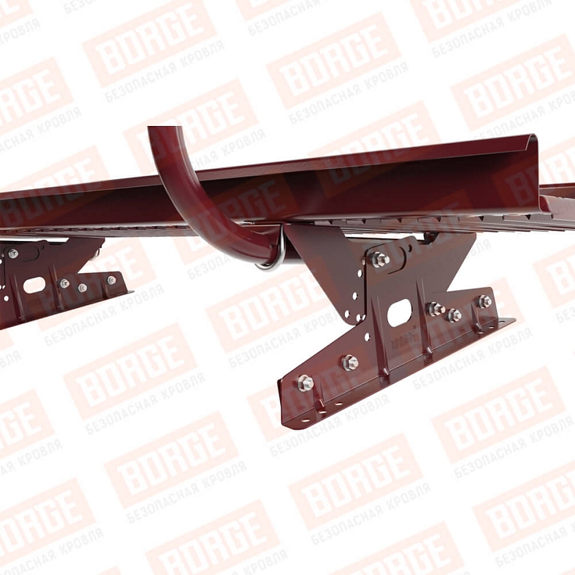 Мостик переходной с ограждением BORGE Н-120см, 3м, для фальцевой кровли, красное вино (RAL 3005)