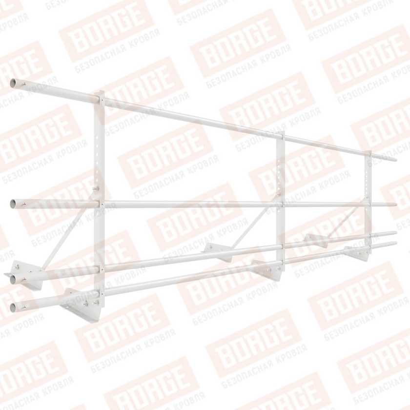 Ограждение декоративное NewLine H-60см, 3м, для фальц. кров., сигнально-белый (RAL 9003), с двумя доп. трубами