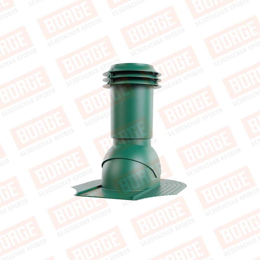 Выход вентиляции канализации Viotto, для мягкой кровли при монтаже, зеленый мох (RAL 6005)