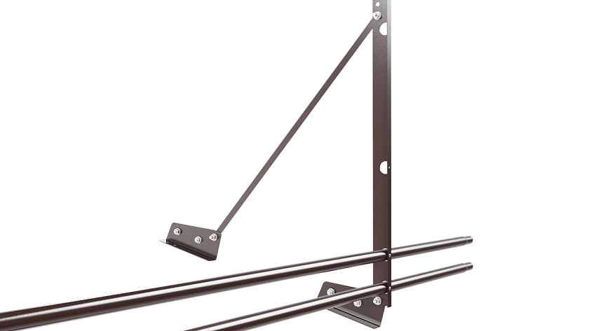 Ограждение кровельное NewLine H-120см, 3м, для фальц. кров., коричневый шоколад (RAL 8017), с двумя доп. трубами